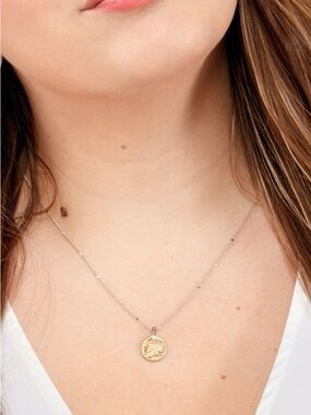 Stella & Dot Gold Coin Pendant Necklace in Two-Tone Finish